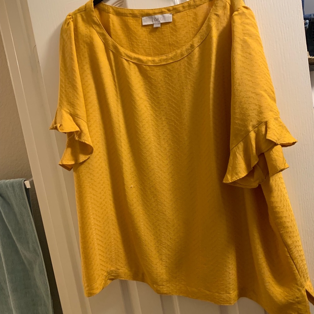 Mustard ruffle sleeve blouse